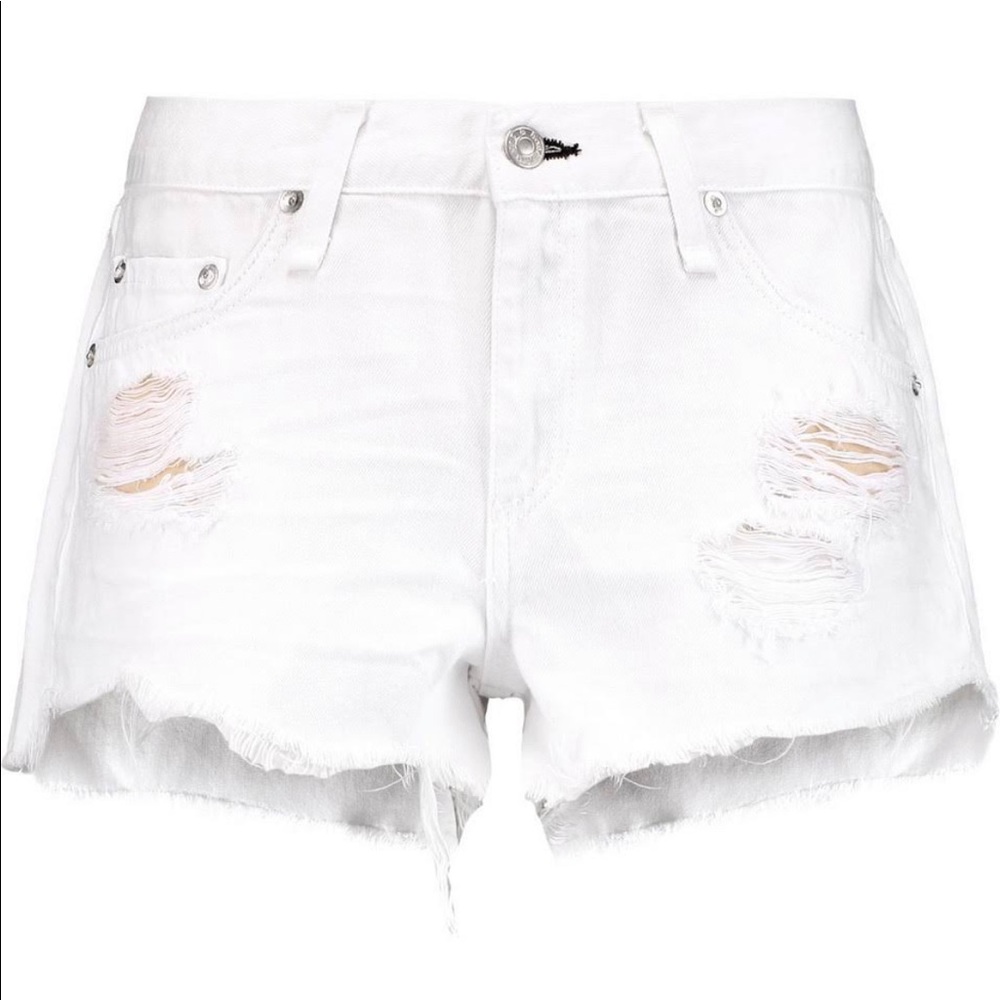 Rag&Bone White Marin Distressed Cutoff Denim Short